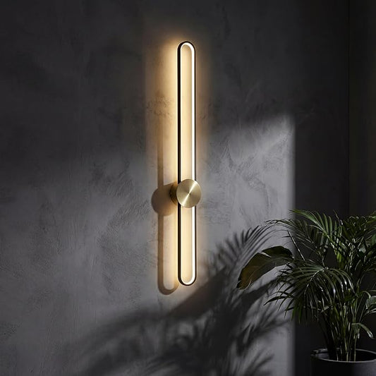 Modern Wall Sconce Dimmable 3000K/4000K/6000K LED Wall Light Fixture, Hardwired Wall Lamp for Living Room, Dining Room, Bedroom, Hallway, Lobby, Entryway (Brushed Black, 43.3inch/H110cm)