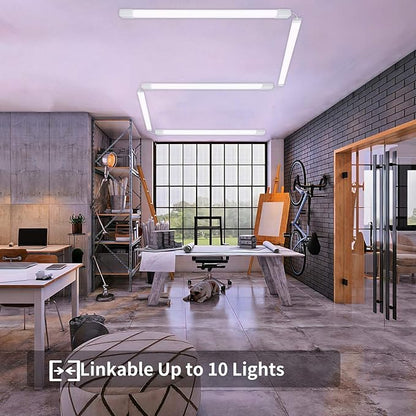Plug and Play Linkable Waterproof LED Tube Light , 4FT 36W 5000K with Switch Cord Easy Installed on Ceiling or Wall Without Wiring for LED Garage Light Under Cabinet Light LED Shop Light (4FT 2 Pack)