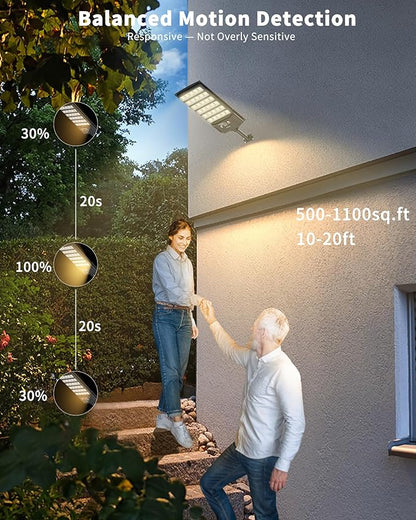 Ofuray Solar Lights Outdoor Waterproof, 3000K/4000K/6500K Dusk to Dawn Solar Security Light with Motion Sensor & Remote Control, IP66 Waterproof High Power LED Lighting for Wall,Yard,Outside Tri-2P