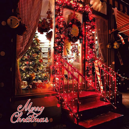JMEXSUSS 2 Pack Red String Lights Battery Operated Rope Lights Outdoor, Total 200LED 8 Mode Christmas Light with Remote/Timer, Red Outdoor Light for Garden Tree Yard Valentines Day Decorations