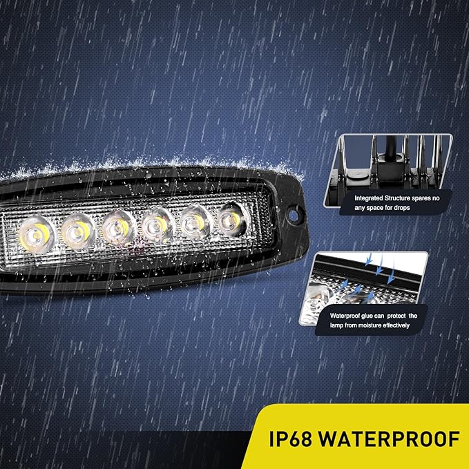Nilight LED Pods Flush Mount 2Pcs 18W 7.3Inch Spot Offroad Fog Light Bar Waterproof Lighting for Tractor Boat SUV ATV UTV 4WD Car Truck Motorcycle Dirt Bike Golf Cart 12V 24V