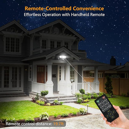 Onforu 130W LED Motion Sensor Outdoor Lights Plug in, Dusk to Dawn Outdoor Lighting, 13000LM Motion Detector Outside Flood Light with Remote, 6500K IP65 Waterproof Security Light(Black)