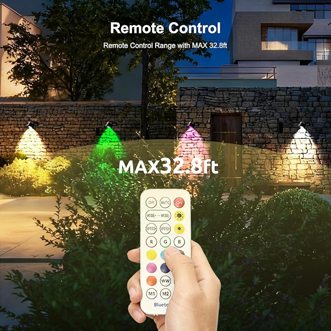 VTimes 8pcs Outdoor Lights, IP65 Waterproof Landscape Lighting, Low Voltage Landscape Lighting with 16 Scene Modes, APP & Remote Control, Color Changing Outdoor SpotLights for Garden,Lawn,Holiday