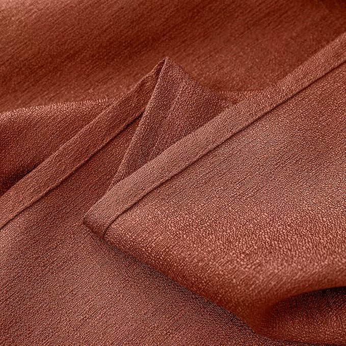 Yancorp Terracotta Curtains 96 Inch Length for Living Room 2 Panels Linen Textured Sheer Curtain Set Light Filtering Semi Sheer Drapes Curtains for Bedroom(Terracotta,W52 X L96)