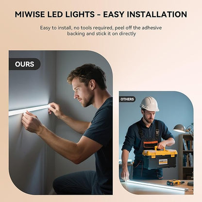 MIWISE White LED Strip Lights,COB LED Strip Light 6000K Daylight White,Dimmable 32.8ft 24V LED Tape Lights,Flexible Super Bright Strip Lighting with Remote for Under Cabinet,Mirror,Bedroom,DIY Project