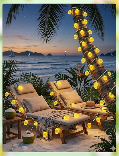 GOOTHY Pineapple String Lights, 8.5Ft Tropical Beach Themed Party Decorations Patio String Lights with 10 Pineapple Lights for Outdoor Home Summer Party Camping Bars Hawaiian Theme Wedding Decor