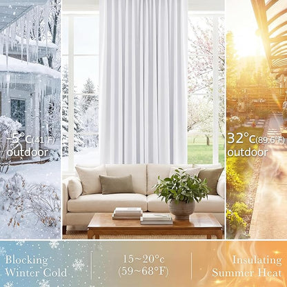 PONY DANCE Room Darkening Curtains for Small Winow Lower Portion Decor Energy Saving Drapes for Kitchen Bedroom Bathroom Downstairs Window RV Curtains, W 34 x L 30, Pure White, 2 Panels