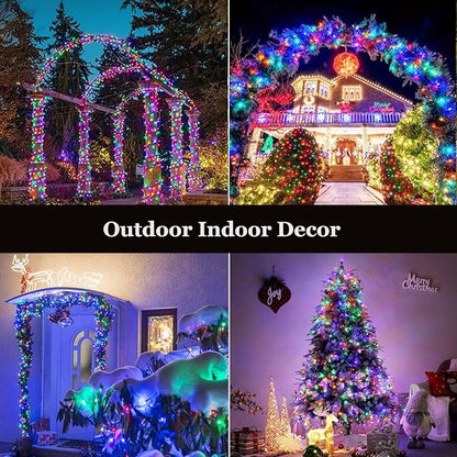Tcamp 164FT 500 LED Christmas Lights Outdoor, 8 Modes Christmas Tree Lights with Timer Memory Function, Green Wire Fairy String Light for Xmas Holiday Party Bedroom Indoor Decor (Colored)
