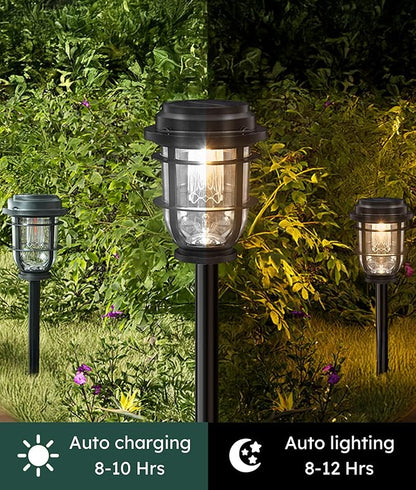 Vuees 4-Pack Solar Pathway Lights, Bright Auto Garden Lights Decor - Durable Landscape Lighting for Lawn, Patio, Walkway, Driveway, Housewarming Gift Ideas
