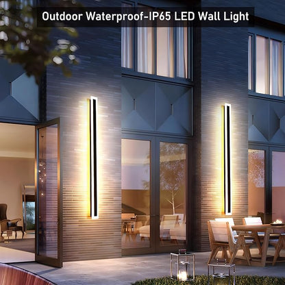 2Pack 39inch Long Outdoor Modern LED Wall Light,30W Waterproof IP65 Warm White 110V led Wall Mount Lighting Fixture Rectangular Black Wall Lights Elegant Frosted White Acrylic Anti Rust