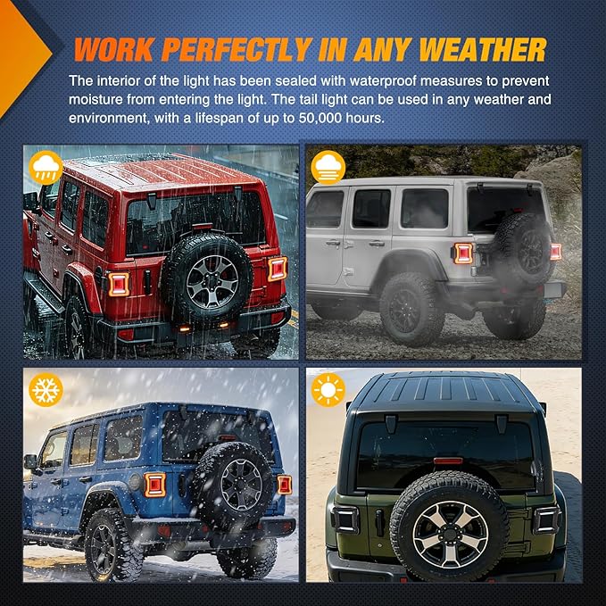 Nilight JL Tail Light LED Smoked Lens White Lights Back Up Reverse Red Running Brake Stop Turn Signals DOT APPROVED Taillight Compatible With 2018-2026 Jeep Wrangler