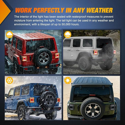 Nilight JL Tail Light LED Smoked Lens White Lights Back Up Reverse Red Running Brake Stop Turn Signals DOT APPROVED Taillight Compatible With 2018-2026 Jeep Wrangler