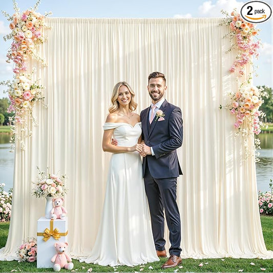 10ft x 7ft Champagne Backdrop Curtain for Baby Shower Wrinkle Free Backdrop Drapes Panels for Parties Wedding Bridal Shower Birthday Photo Photography Polyester Fabric Background Decoration