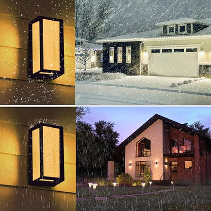 rosykite Outdoor Wall Sconce Lights 2Pack, Square LED Outdoor Wall Lights 18W, 3CCT Selectable 3000K 4000K 5000K Daylight, Modern Waterproof Exterior Wall Light for House, Porch, Garage