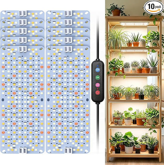 SDOVUERC Full Spectrum 1920 LEDs Grow Lights, 100W Plant Grow Lights for Indoor Plants with Daisy Chain Function, Sunlike Spectrum,4/8/12/16/20H Timer for Seed Starting(Pack10)