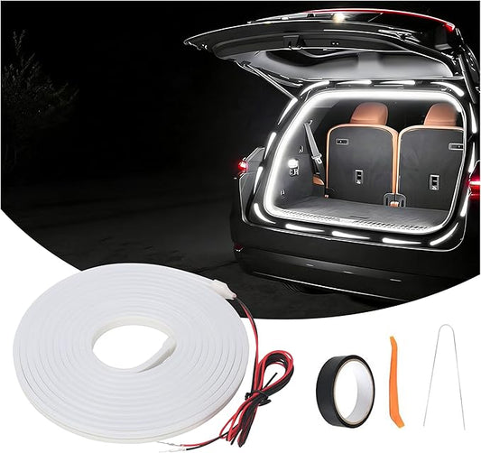 Car LED Strip Lights, Dynamic Flowing Car Trunk Light Strip, 157.48" Flexible Trunk Led Light Strip, Easy Install, Waterproof, Suitable for Cars, SUVs(White)