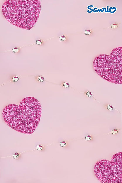 Silver Buffalo Hello Kitty Face with Pink Bow 20ct Decorative String Lights, 7 Feet Long, Battery Powered (Batteries Not Included), Pink LED, Indoor Use Only