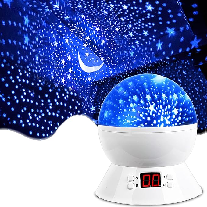 Kids Star Projector Night Light, Star Night Light Projector for Kids, Ceiling Stars Projection Lamp with Timer, 360° Rotating Night Light for Bedroom, Birthday Gift for 3 4 5 Year Old Girls Boys