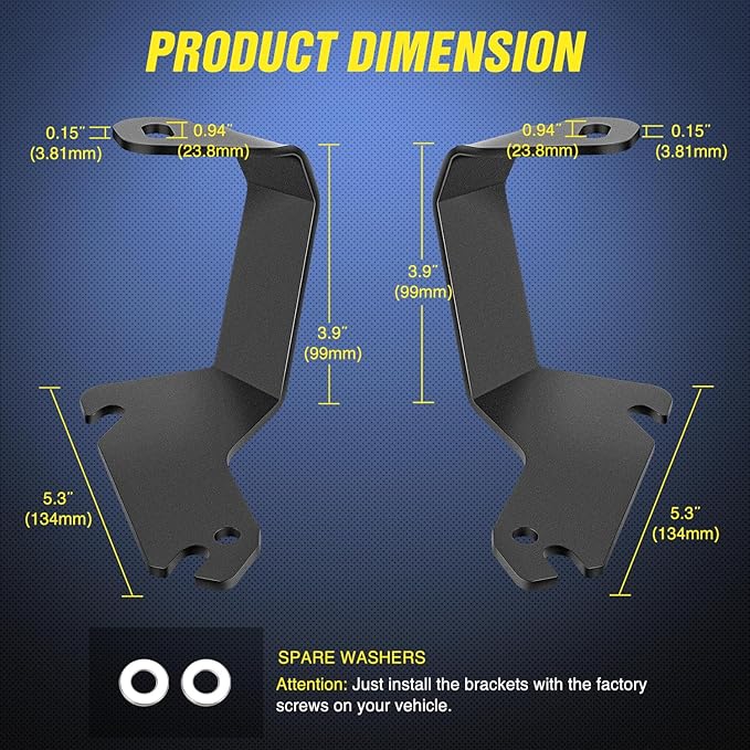 Nilight Ditch Light Brackets Hood Hinges Mount Bracket Kit for Auxiliary Offroad LED Pod Work Lighting on 1999-2006 Chevrolet Silverado Tahoe Suburban GMC Sierra Yukon