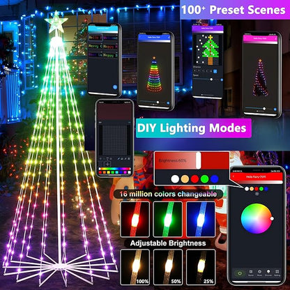 Joomer Christmas Tree Star Lights, 8FT 340LED Smart Orange Purple Light with Remote Timer Music Sync Bluetooth App Controlled RGB Color Changing Lights for Christmas Halloween Decoration