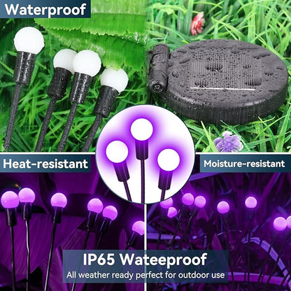 Solar Garden Lights Outdoor Waterproof, 2 Pack 16 LED Swaying Firefly Lights Outdoor Decor Light for Pathway Party Christmas Decoration, Unique Gifts for Women, Purple