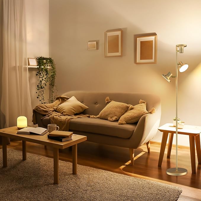 SIBRILLE 36W LED Tree Floor Lamp, Modern Dimmable Standing Lamp with Remote & Touch Control, 4 Color Temperatures, 3 Rotatable LED Light Floor Lamps for Living Room, Bedroom, Office