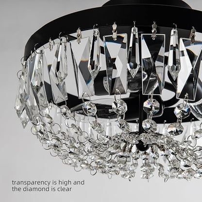 KSRYSZCQ Black Crystal Ceiling Light,10''Modern Ceiling Light Fixture Lamp 3 Light with E12 Base,Sturdy Craft & Aesthetic Design,Ideal for Dining Room,Kitchen,Bedroom