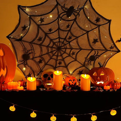 Homemory Halloween Orange Flameless Candles, Fall Candles, Outdoor Waterproof Flickering Battery Operated LED Pillar Candles with Remote and Timers, Won't Melt Plastic, Set of 3