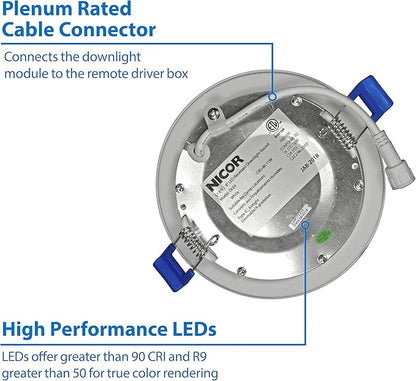 NICOR Lighting 4 inch Round White Flat Panel LED Downlight in 2700K (DLE421202KRDWH)