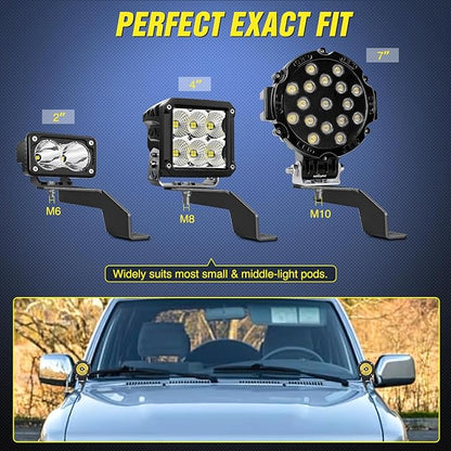 Nilight Ditch Light Brackets Hood Hinges Mount Bracket Kit for Auxiliary Offroad LED Pods Work Lighting Compatible with Toyota 4Runner 1989 1990 1991 1992 1993 1994 1995 3rd Gen Pickup