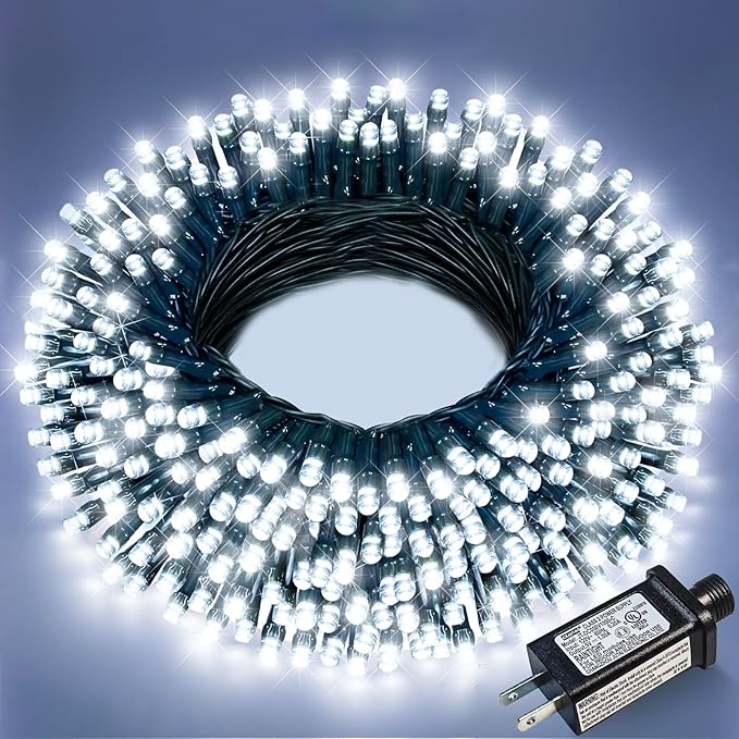 White Christmas Lights Outdoor, 66FT 200 LED String Lights for Outside Waterproof with 8 Modes, Plug in Connectable Christmas Tree Lights Indoor House Patio Garden Party Wedding Decorations
