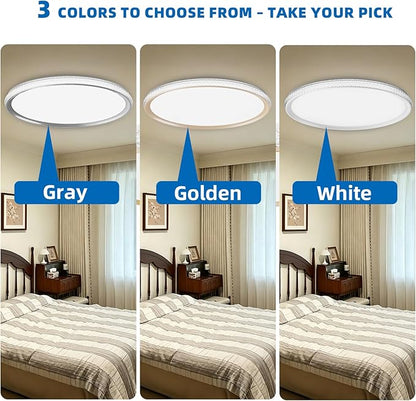 LED Ceiling Light 15-Inch Dimmable Flush Mount with 5CCT Adjustable Color Temperature (2700K-5000K), 35W 4000LM, Ceiling Light Fixture for Bedroom, Kitchen, Living Room, Office, and Hallway.