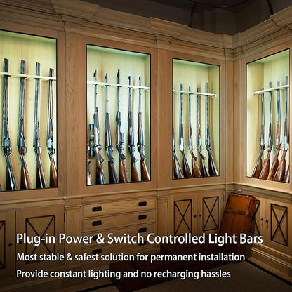 Under Cabinet Lights, Plug in, Seamlessly Linkable 12 Inch, 6 Bars+Switch+Extensions, Under Counter Lighting for Kitchen, Closet, Gun Safe, Shelf, Display Case, LED 3000k Warm White