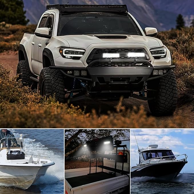 Nilight Side Shooter LED Light Bar 2PCS 6.5 Inch 60W Flood Spot Beam Combo Fog Driving Pods 16AWG 5Pin Rocker Switch Wiring Harness Kit for Truck ATV UTV Boat