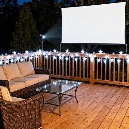50 LED Solar Star Lights Outdoor, 30.67FT Star Twinkle Lights Outdoor Waterproof with 8 Modes, Solar Powered String Lights, Yard Patio Garden Camping Wedding Party Decor（Cool White）