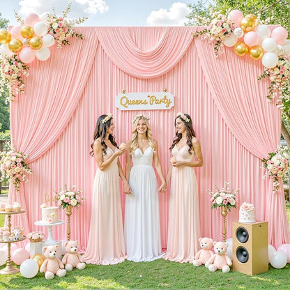 10ft x 7ft Blush Pink Backdrop Curtain for Parties Pink Wrinkle Free Backdrop Drapes Panels for Baby Shower Wedding Birthday Photo Gender Reveal Photography Polyester Fabric Background Decoration