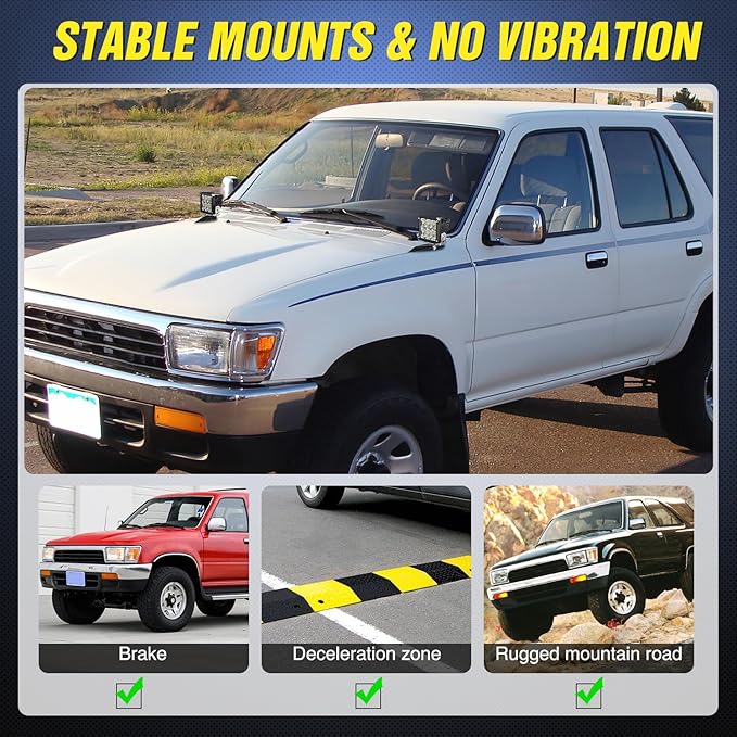 Nilight Ditch Light Brackets Hood Hinges Mount Bracket Kit for Auxiliary Offroad LED Pods Work Lighting Compatible with Toyota 4Runner 1989 1990 1991 1992 1993 1994 1995 3rd Gen Pickup
