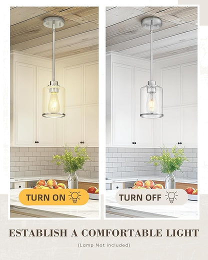 Beionxii Brushed Nickel Pendant Lights Kitchen Island 2 Pack, Hanging Lights Fixtures with Milk Glass, Kitchen Pendant Lighting Over Island, Hanging Lights for Sink Dining Room Entryway, BX-PL02BN-2