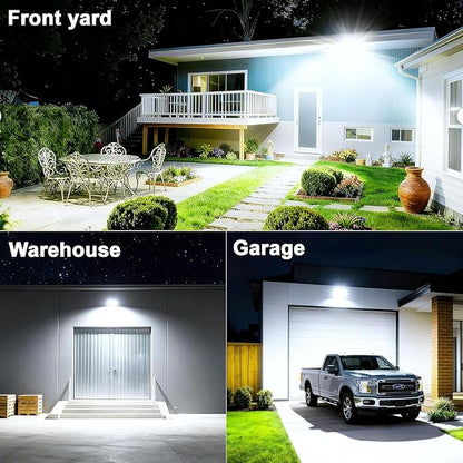LED Flood Lights, 4 Pack 100W Outdoor Floodlights with Plug, 10000 Lumens 6500K Super Bright Plug in Flood Light, IP66 Waterproof Exterior Security Lights for Garden, Yard, Garage, Porch, Playground