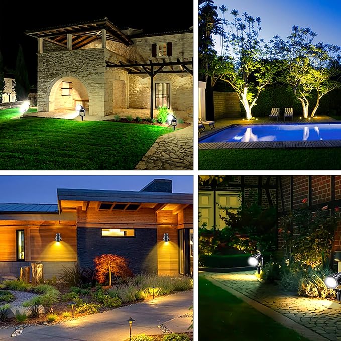 5W Low Voltage Landscape Lights with Connectors, AC/DC 12V-24 Landscape Spotlights 3000K Warm White Waterproof Garden Yard Pathway Wall Tree Flag Landscaping Lights with Spike Stand (6 Pack)