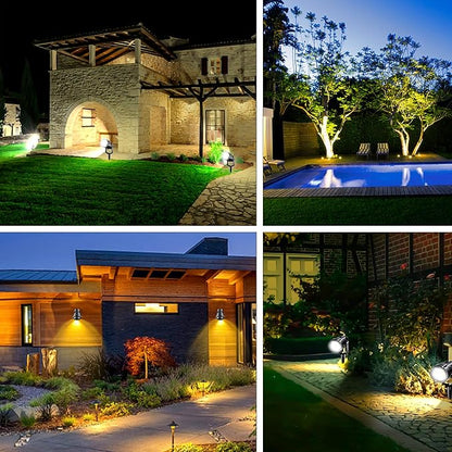 5W Low Voltage Landscape Lights with Connectors, AC/DC 12V-24 Landscape Spotlights 3000K Warm White Waterproof Garden Yard Pathway Wall Tree Flag Landscaping Lights with Spike Stand (6 Pack)
