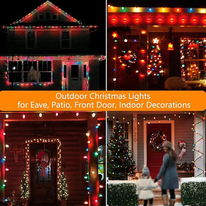 25Ft LED Christmas Lights Outdoor, C9 Vintage Christmas Lights with 25 LED Multicolor Plastic Bulbs, Hanging Christmas String Lights for Indoor Outdoor Party Patio Wedding Xmas Tree Christams Decor