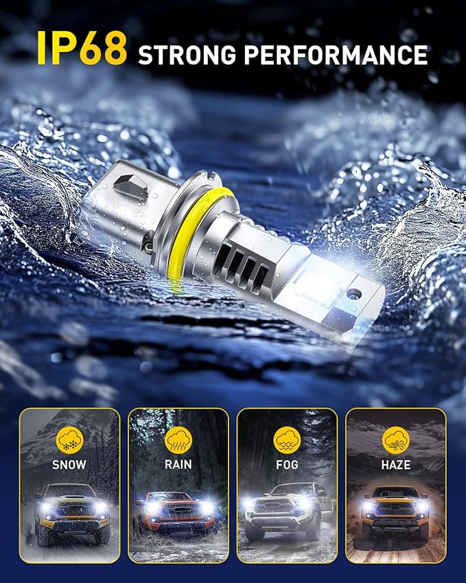 AUXITO Upgraded 9007/HB5 Bulbs, 80000LM 15000% Super Bright, 70000+ Hrs Service Life, 6500K Cool White, 1:1 Halogen Replacement, Canbus Ready, Plug N Play, Pack of 2