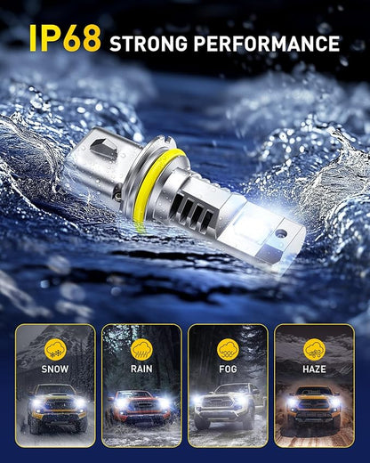 AUXITO Upgraded 9007/HB5 Bulbs, 80000LM 15000% Super Bright, 70000+ Hrs Service Life, 6500K Cool White, 1:1 Halogen Replacement, Canbus Ready, Plug N Play, Pack of 2