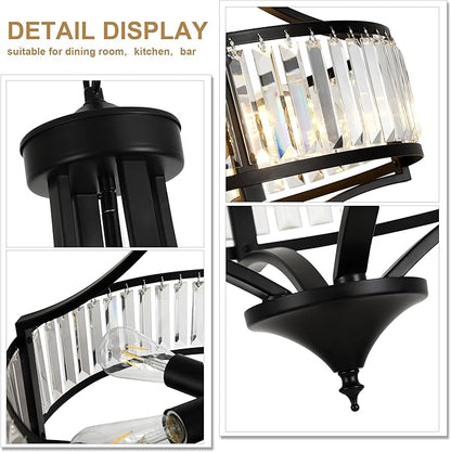 CNRATYE 20" Modern Farmhouse Crystal Chandeliers for Dining Room, 5-Light Black Antique Pendant Chandelier, Contemporary Hanging Light Fixture for Living Room Bedroom Foyer Kitchen Island Entryway