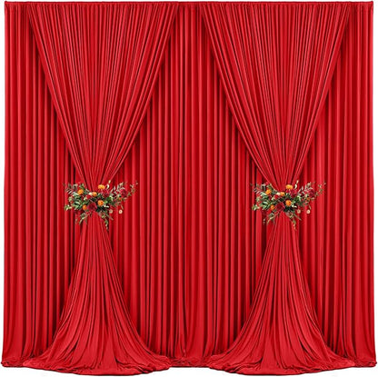 8 Panels Red Backdrop Curtains for Wedding Party Wrinkle Free Backdrops Curtain Drapes Fabric Decorations Photo Back Drop Cloth for Baby Shower Photography Stage Reception 40ft(W) x 12ft(H)