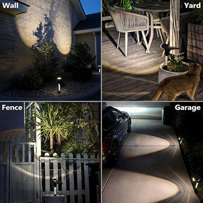 DenicMic Solar Spot Lights Outdoor Waterproof 6000K Cold White Lens LED Adjustable Angle Solar Lights Outdoor for Yard Garden Patio Wall Landscape Lighting Outside 4 Pack