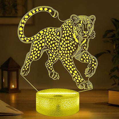 Cheetah Gifts for Boys,Cheetah 3d Night Light with 16 Colors Remote Control,Leopard lamp for Kids Room Wild Animal Themed Decor Birthday Gifts