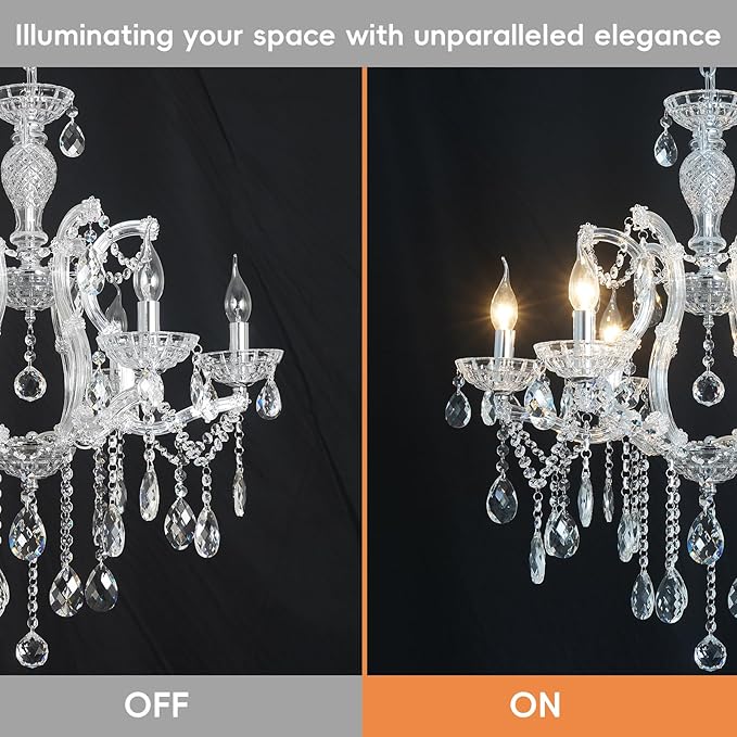Modern Crystal Chandelier, Maria Theresa Crystal Chandelier 6 Lights Luxury Chrome Chandelier Lighting Fixture for Dining Room, Living Room, Bedroom, Kitchen Island, Foyer