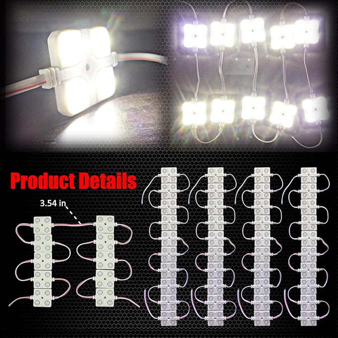 Ampper 12V 200 LEDs Interior Van Lights, LED Ceiling Lights for Van RV Boats Caravans Trailers and More (50 Modules, White)